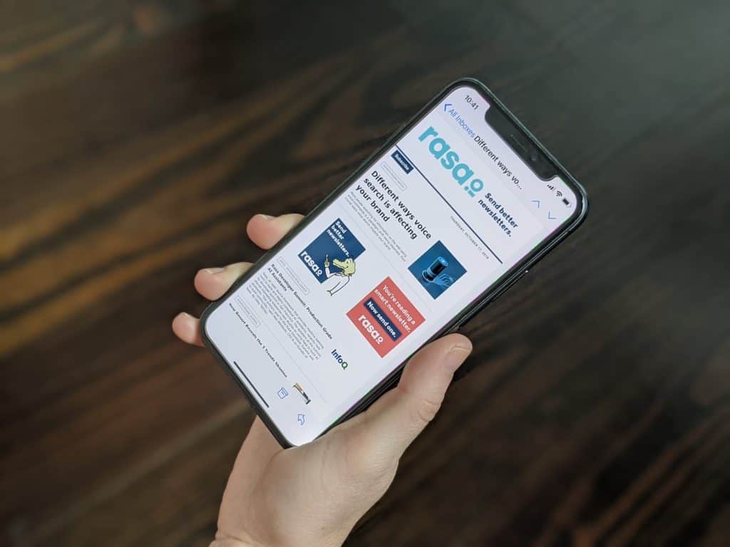 rasa.io newsletter on mobile