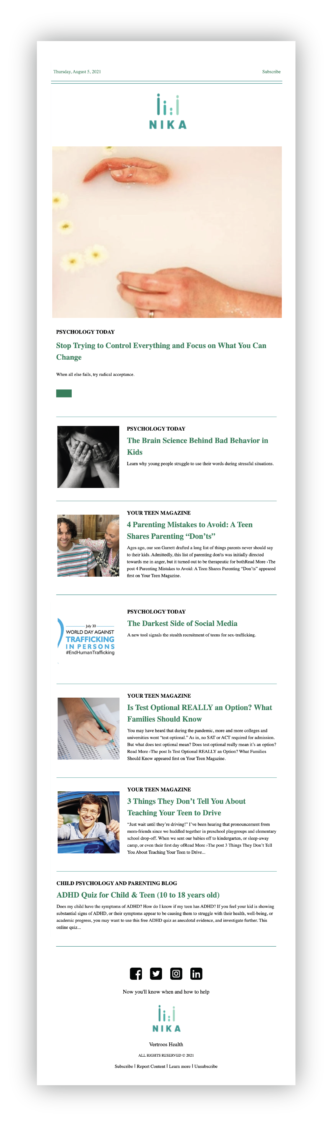 Wellness newsletters - rasa - Nika